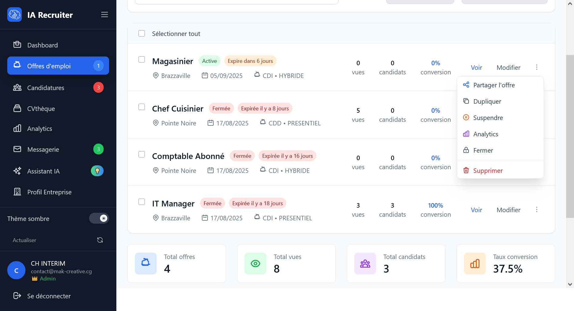 Interface de scoring IA